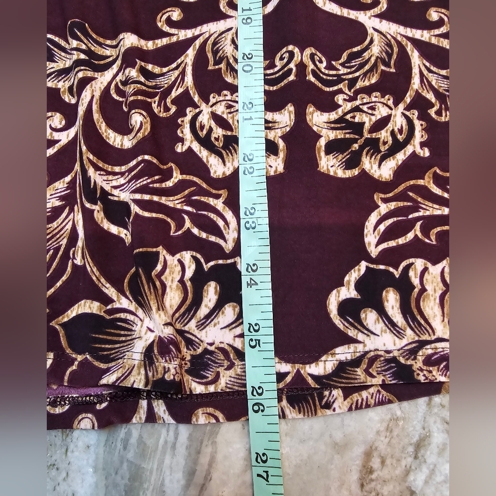 Ambrielle Floral Lace Trim V-Neck Tunic Top Purple Beige Long Sleeve Women’s L - Picture 7 of 7